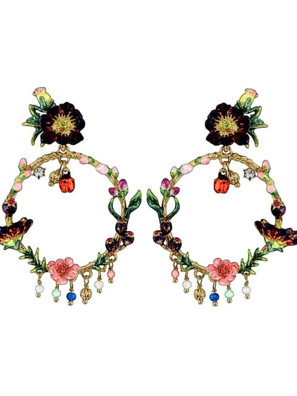 Les Nereides Hiver À Giverny Hoop Stud Earrings